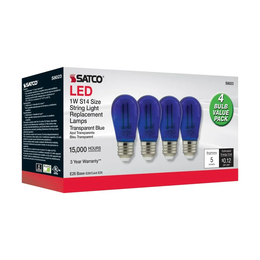 1 Watt LED - BA9 1/2 - Clear - 2700K - Candelabra base - 120V - 4-Pack