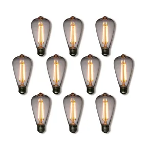 10-Pack LED Filament ST64 Shatterproof Light Bulb, Dimmable, 2W,  E26 Medium Base