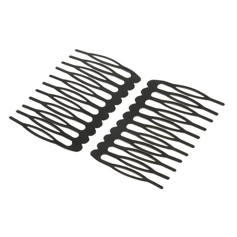 10 Pieces Black Plain Metal 10 Teeth Hair Combs Clips Hairpins for Dressing