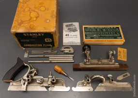 100% Complete, Mint, Unused STANLEY No. 45 Combination Plow Plane in Original Box - 108282