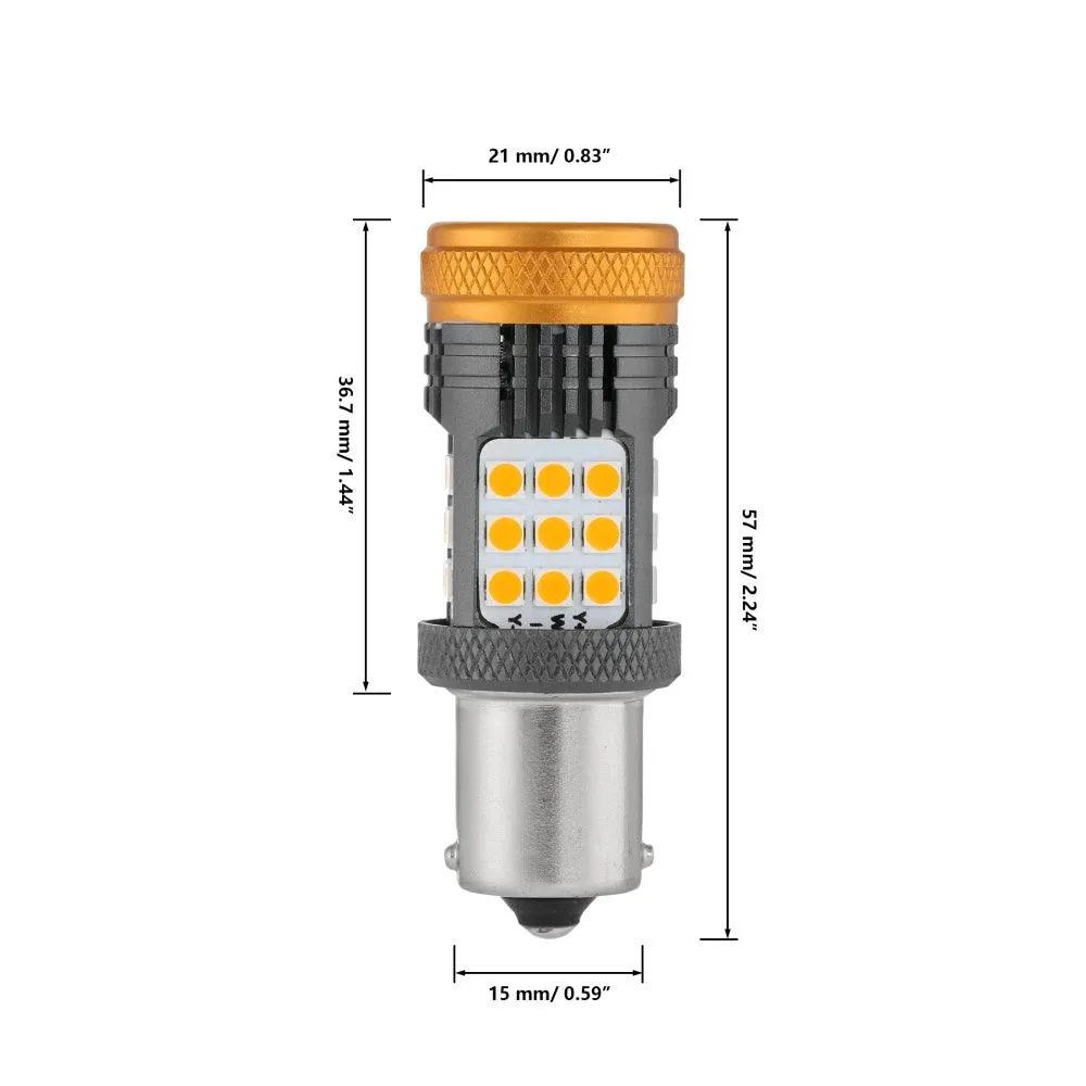 1156 BA15S LED Turn Signal Light Rear/Front, Side Maker Light Bulbs 56W 600% High Brightness CAN-Bus Error Free 3000K Amber B21 Series |2 Bulbs