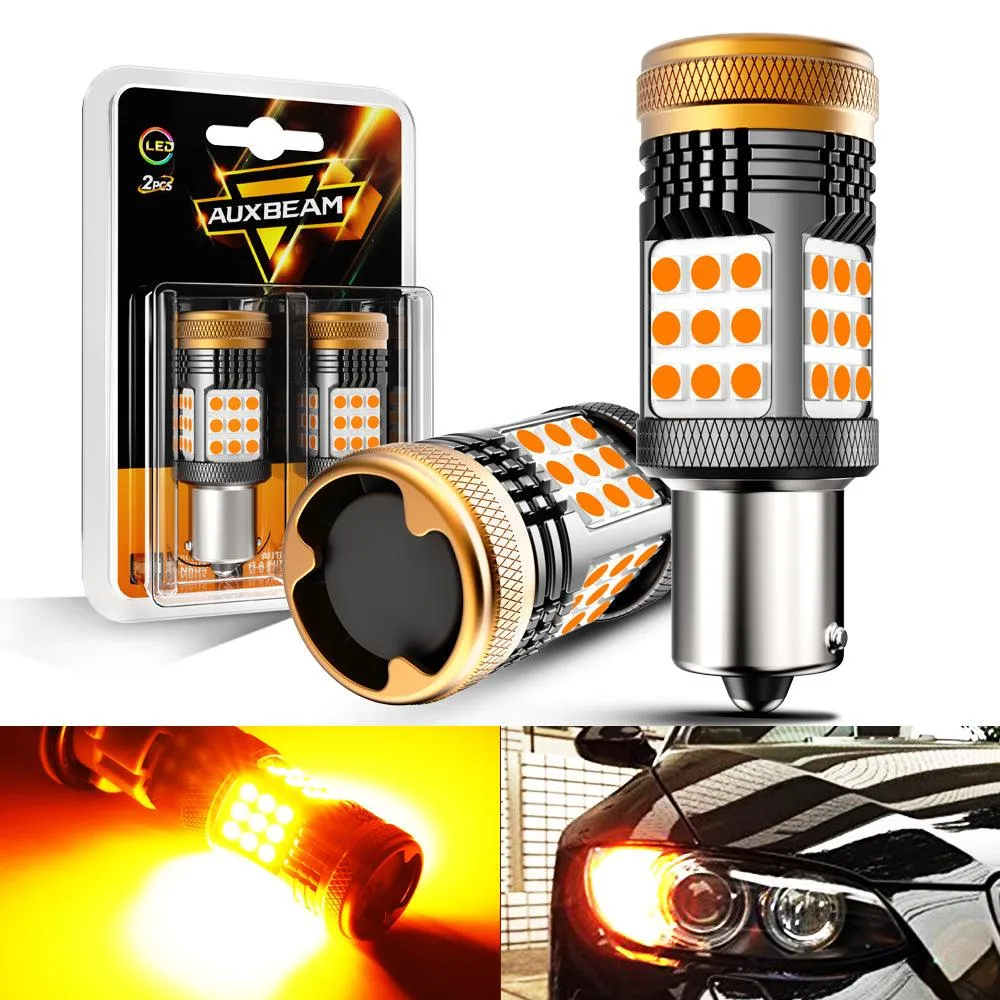 1156 BA15S LED Turn Signal Light Rear/Front, Side Maker Light Bulbs 56W 600% High Brightness CAN-Bus Error Free 3000K Amber B21 Series |2 Bulbs