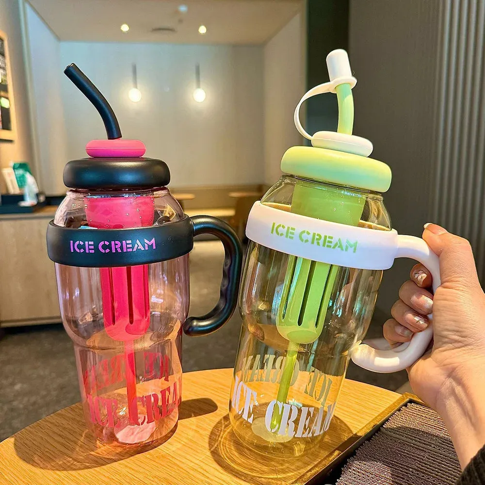 1200ml Plastic Tumbler With Straw And Handle Water Bottle With Infuser