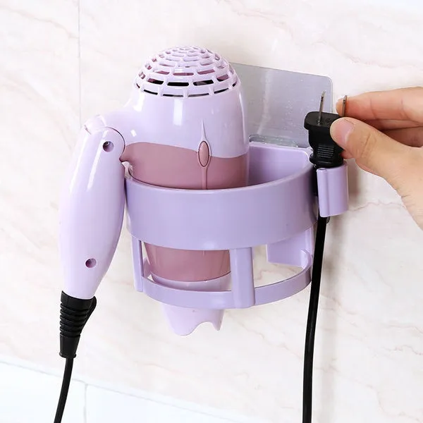 1444 Self Adhesive Hair Dryer Holder Bathroom Wall Storage Shelf Organizer Stand