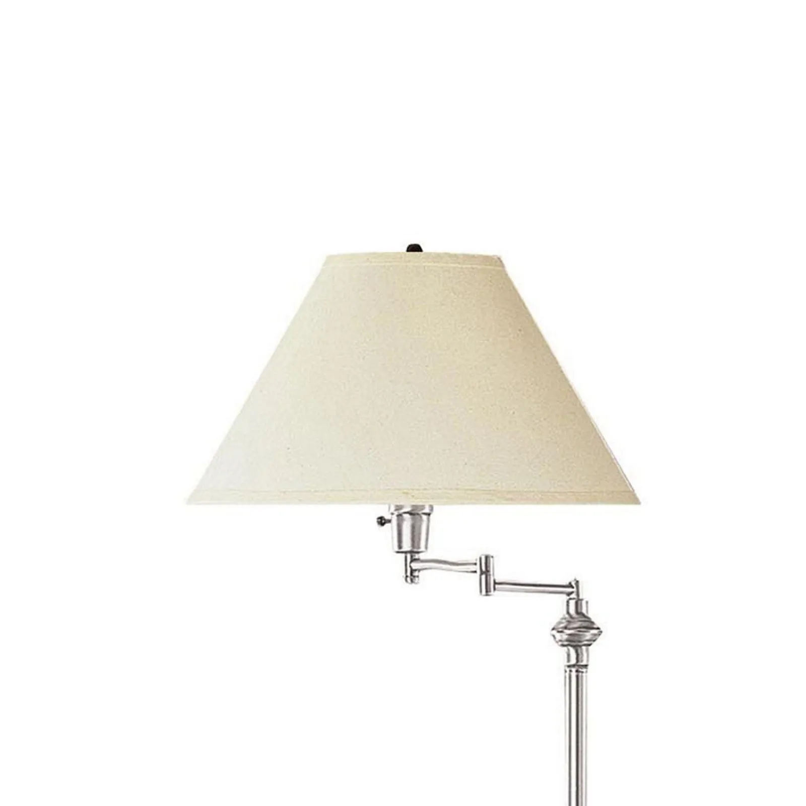 150 Watt Metal Floor Lamp With Swing Arm And Fabric Conical Shade, Silver By Benzara