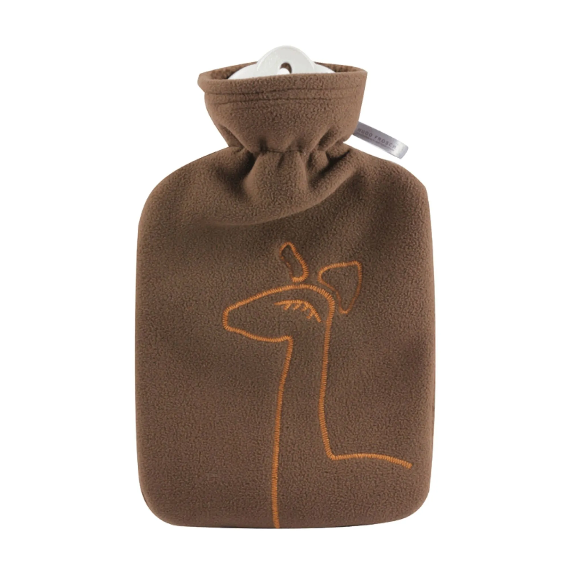 1.8 Litre Classic Hot Water Bottle with Giraffe Brown Fleece Cover (rubberless)