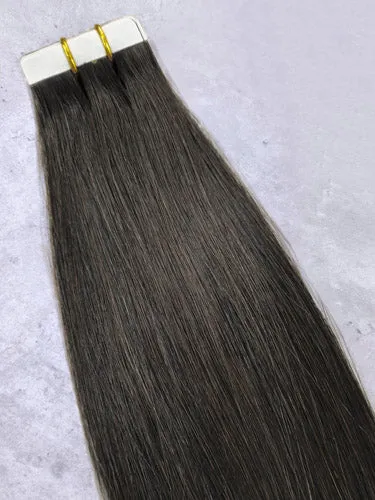 #1B Natural Black/Brown｜Luxury Russian Remy Human Hair, Double Drawn, Tape Extensions