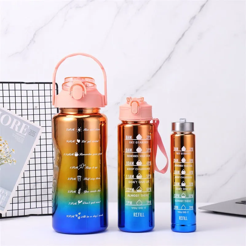 3 In 1 Motivational Tumbler Water Bottle (2000ml,900ml,300ml)