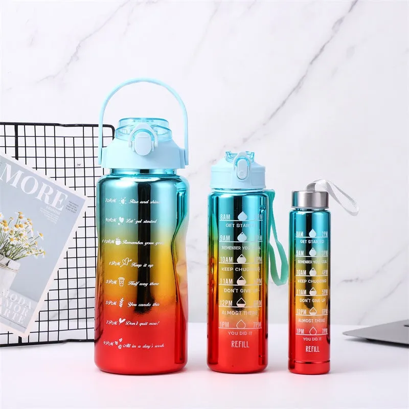 3 In 1 Motivational Tumbler Water Bottle (2000ml,900ml,300ml)