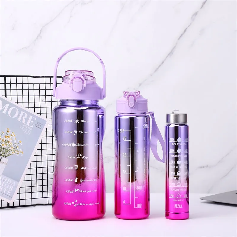 3 In 1 Motivational Tumbler Water Bottle (2000ml,900ml,300ml)