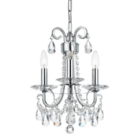 3 Light Polished Chrome Transitional  Modern Mini Chandelier Draped In Clear Hand Cut Crystal - C193-6823-CH-CL-MWP