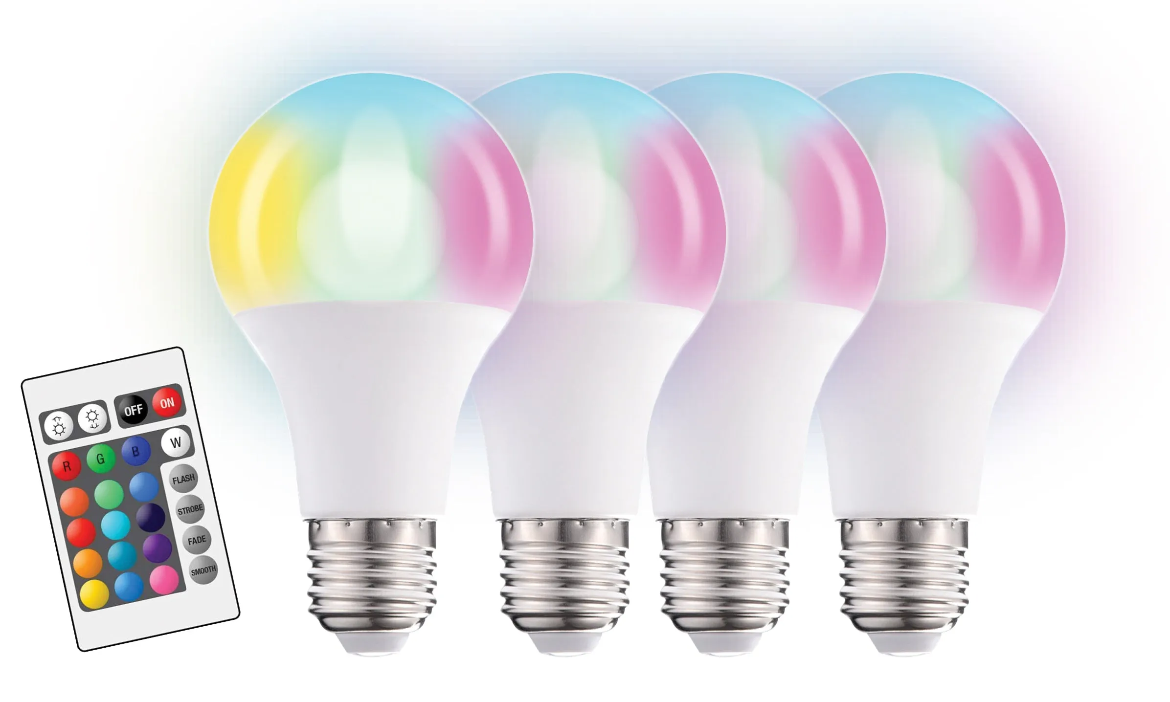 4-Pack Glow LED Multi-Colored RGB Light Bulb- 5W