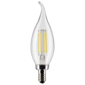 4W CA10 LED - Clear - Candelabra Base - 2700K - 350 Lumens - 120V - 2PK