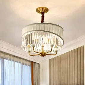 5-Light Traditional Chandelier with Crystal Shade - Cylinder Ceiling Pendant Lighting