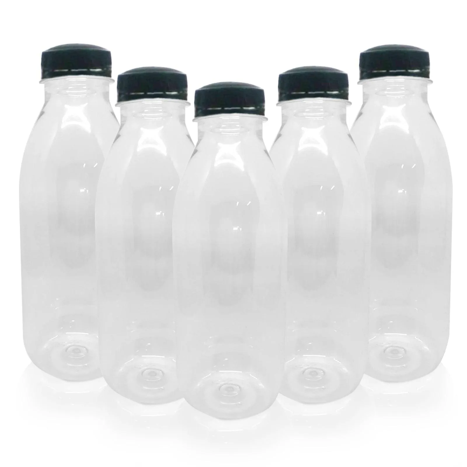 500ml Round Bottles Clear PET Plastic With 38mm Lids Tamper Evident