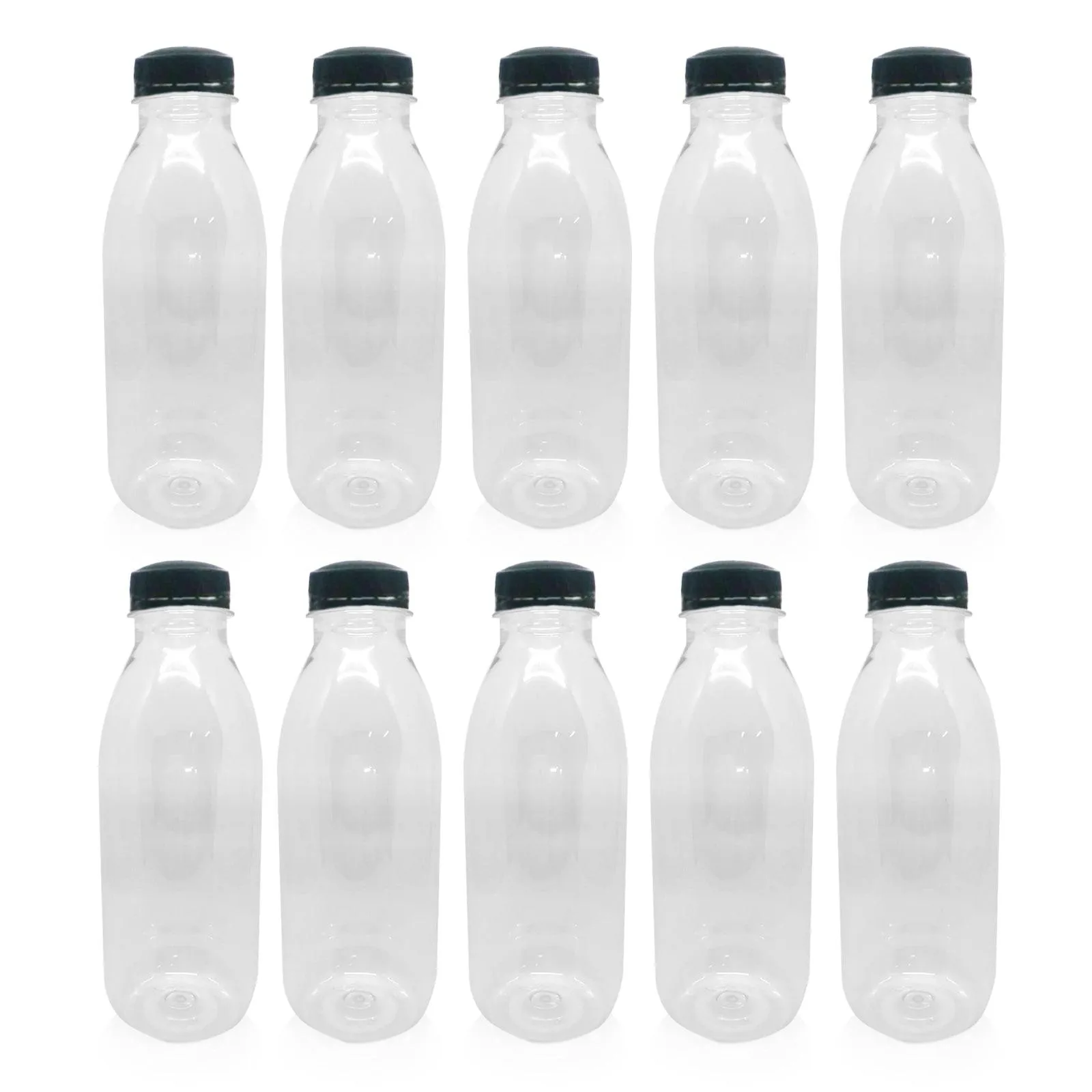 500ml Round Bottles Clear PET Plastic With 38mm Lids Tamper Evident