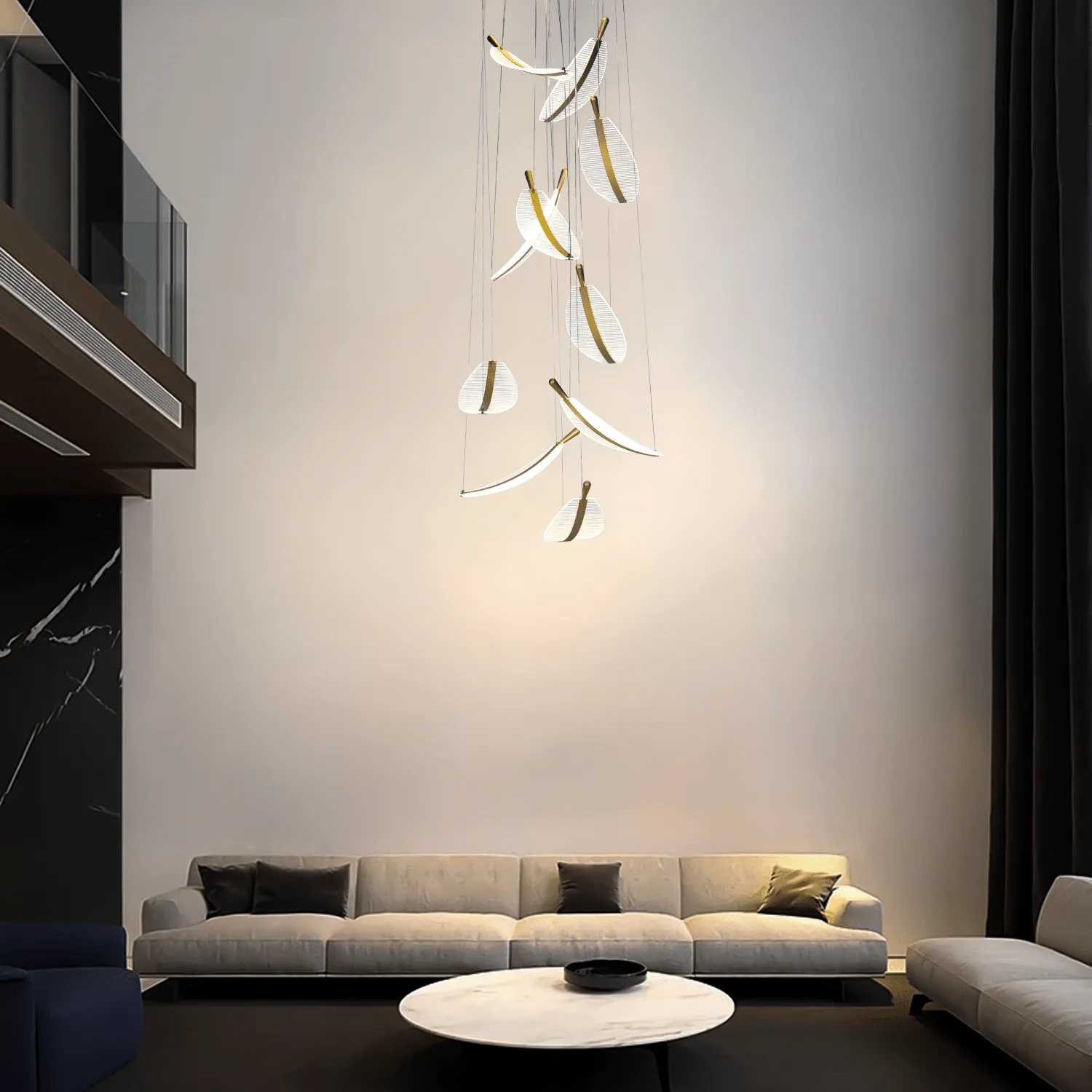 Acrylic Leaf Duplex Chandelier