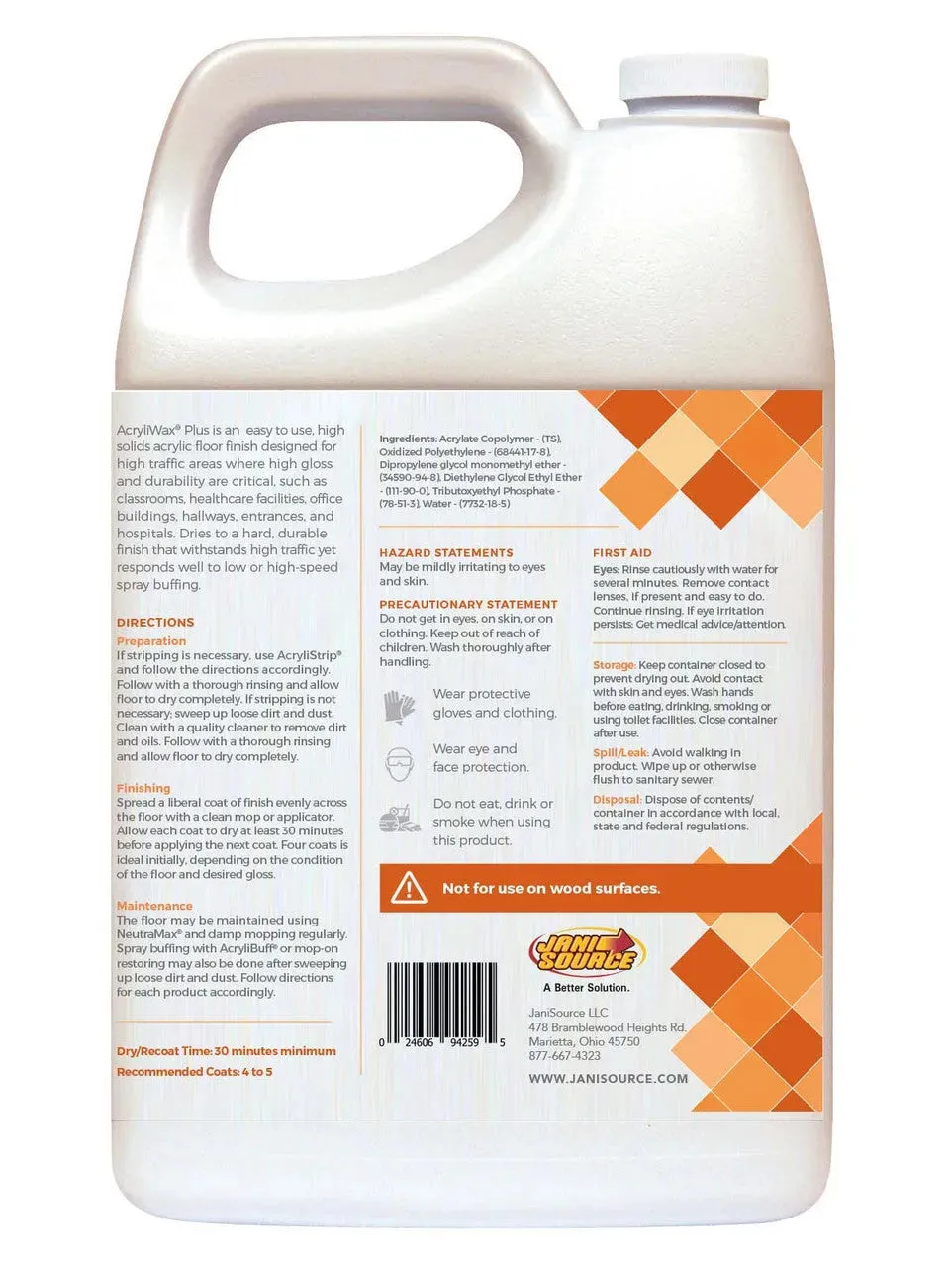 Acryliwax Plus High Traffic Commercial Floor Finish, Gallon