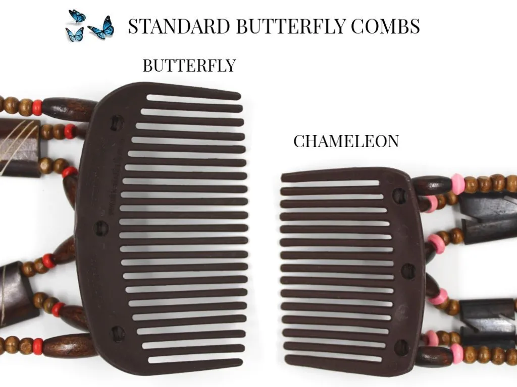 African Butterfly Chameleon Hair Comb - Beada Brown 53