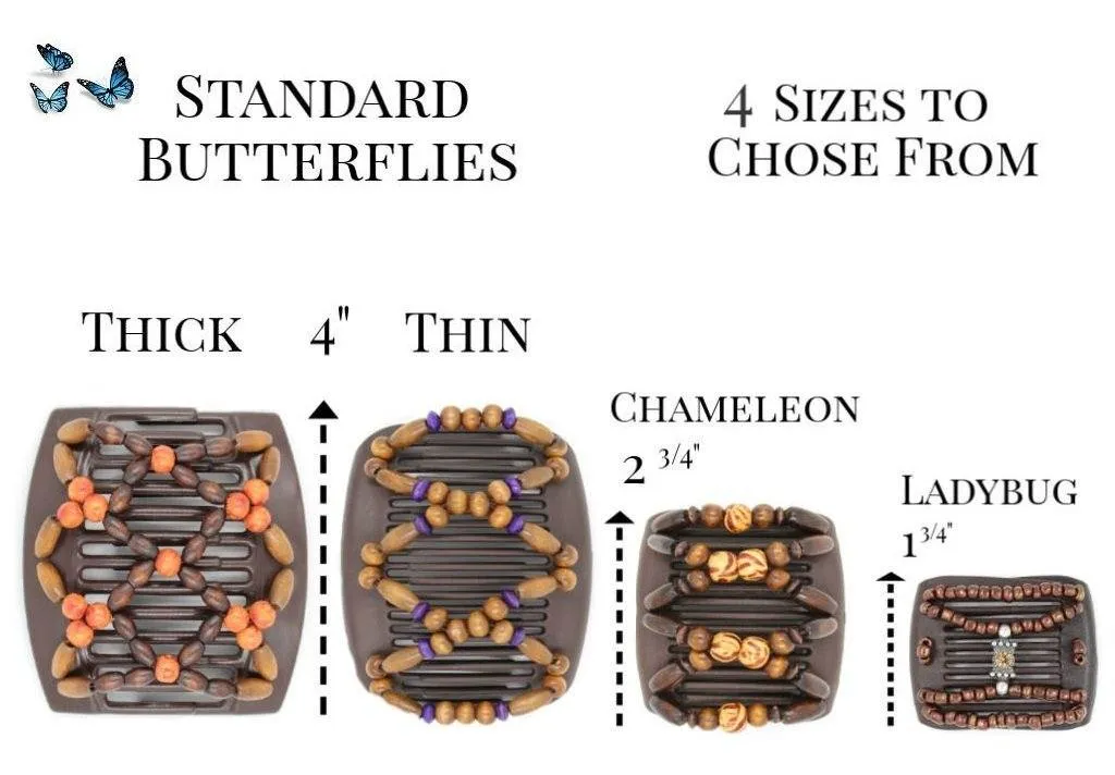 African Butterfly Chameleon Hair Comb - Stones & Bones Brown 31