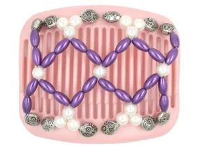 African Butterfly Hair Comb - Ndalena Pink Pearl 08