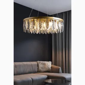 Allumiere | Modern Posh Drum Gold Crystal Chandelier