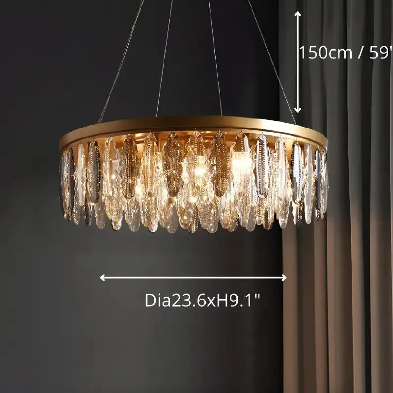 Allumiere | Modern Posh Drum Gold Crystal Chandelier