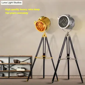 American Industrial Loft  Retro Vintage Floor Lamp Led Industrial Tripod Searchlight Creative Living Room Decor Home Luminaire