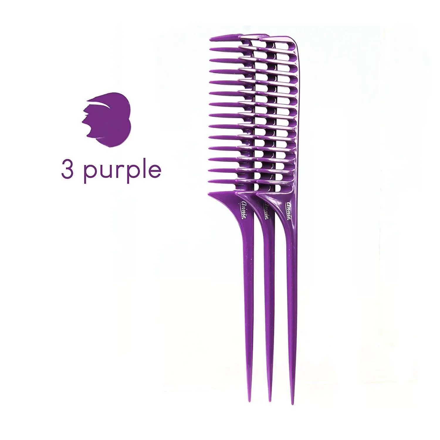 Annie Tail Comb Set L 12Ct Asst Color