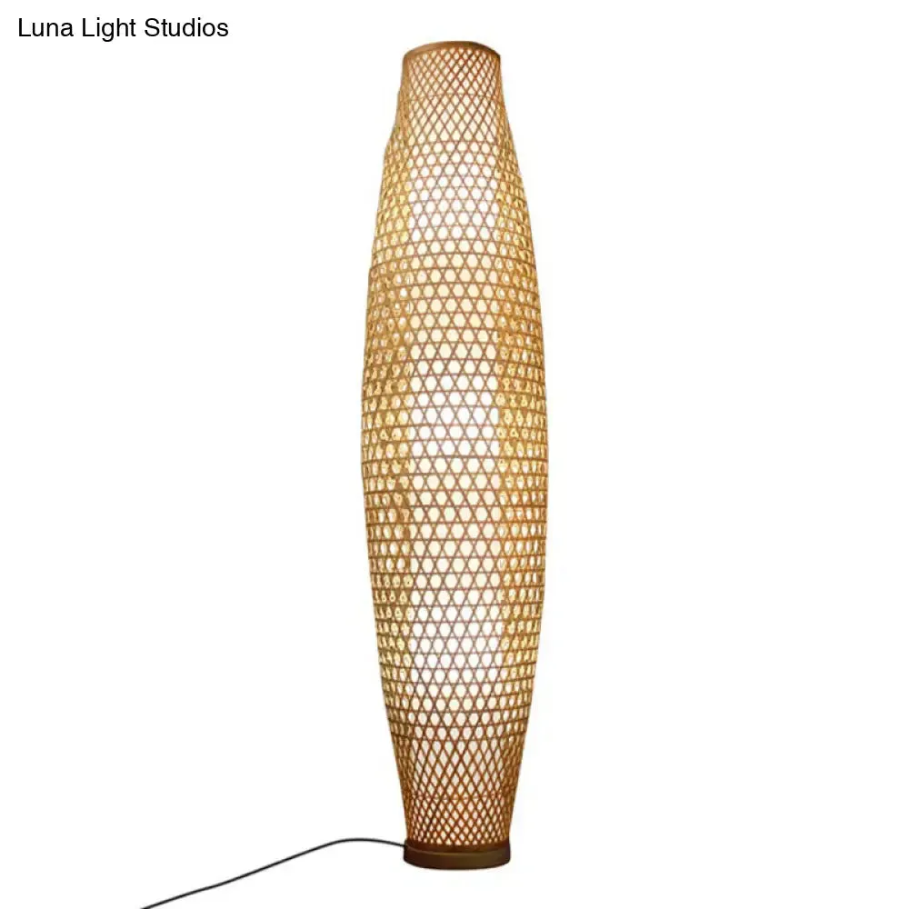 Asia Bamboo Floor Lamp with 3 Wood Heads for the Living Room