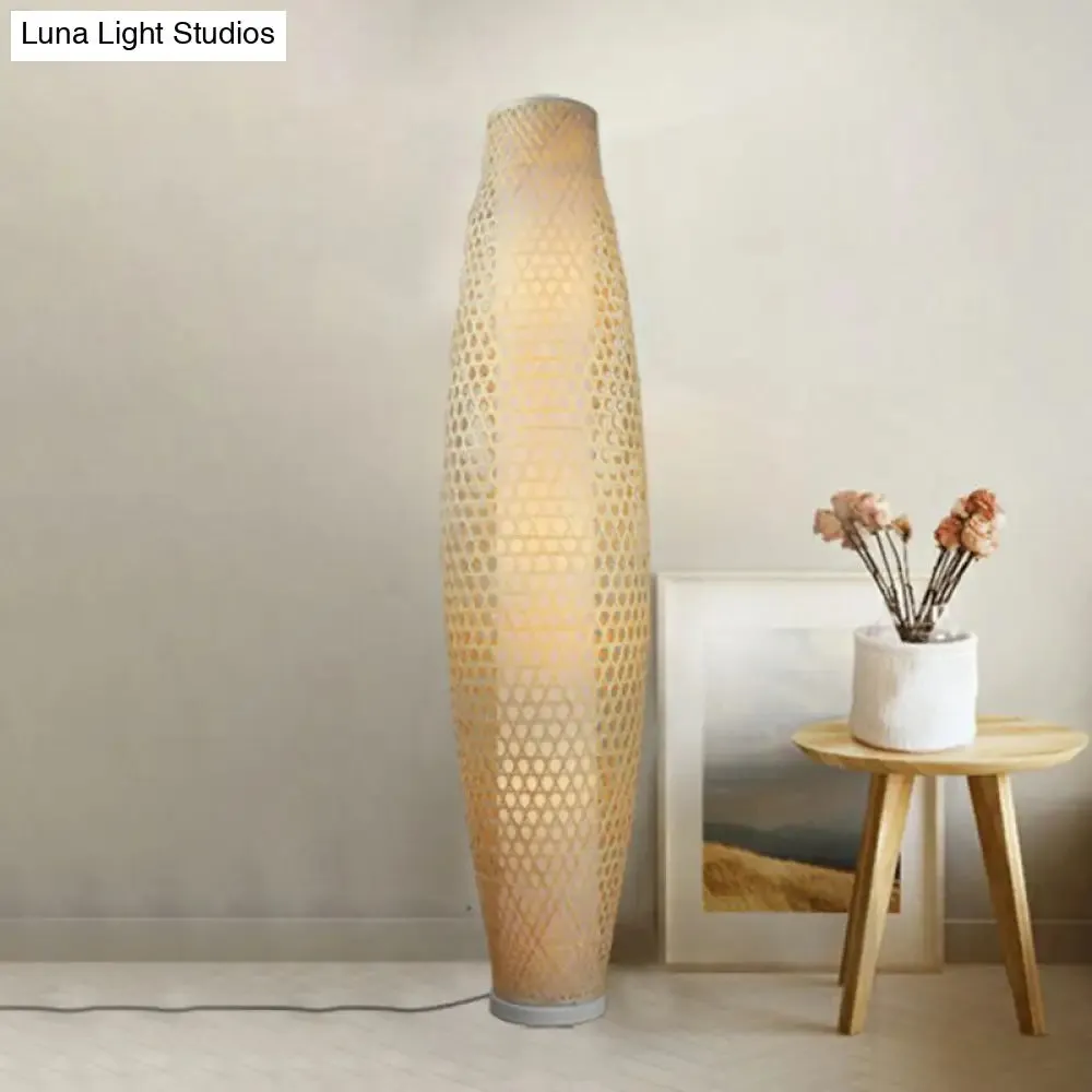 Asia Bamboo Floor Lamp with 3 Wood Heads for the Living Room