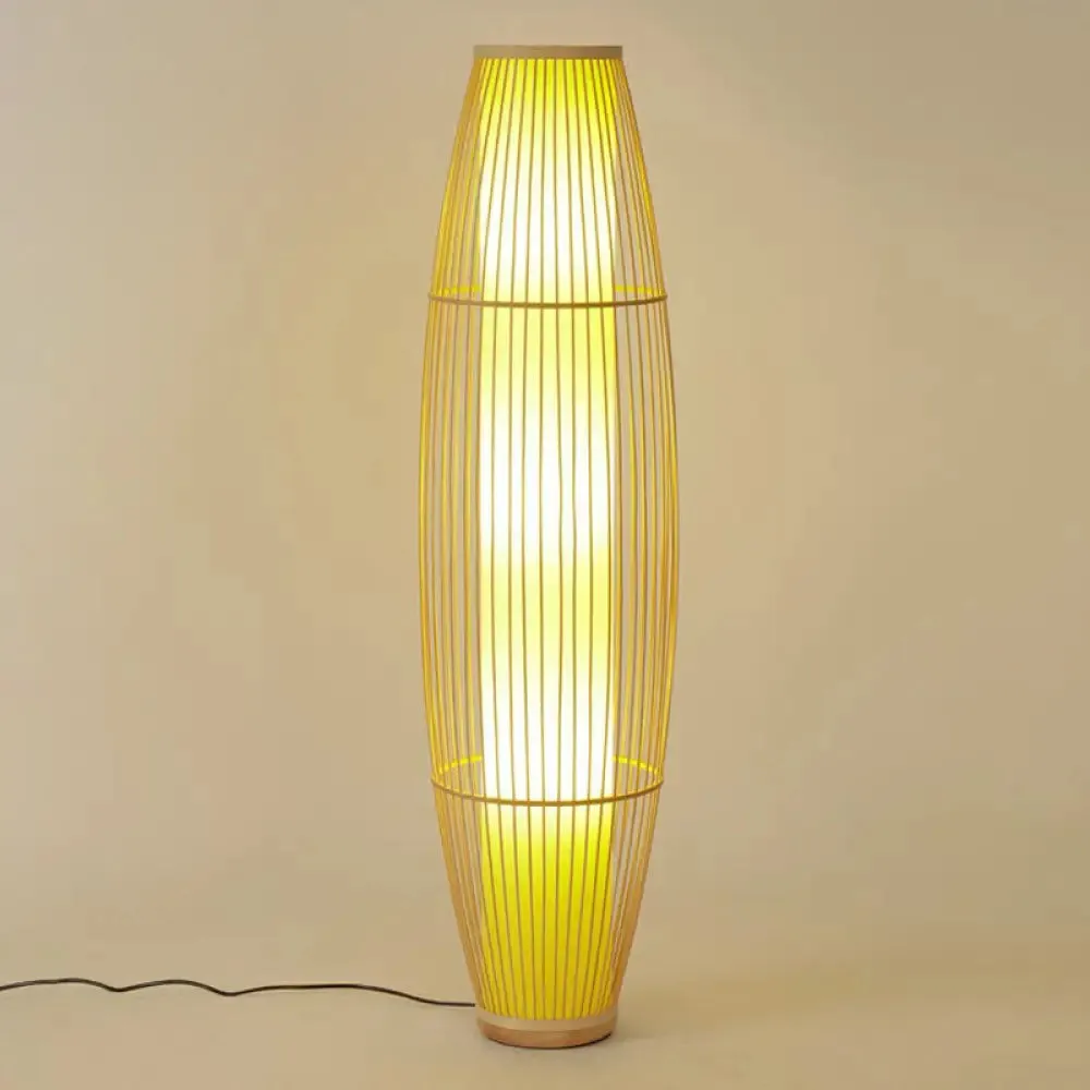 Asia Bamboo Floor Lamp with 3 Wood Heads for the Living Room