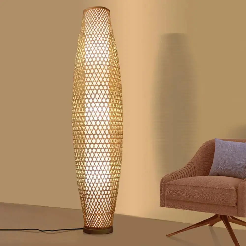 Asia Bamboo Floor Lamp with 3 Wood Heads for the Living Room