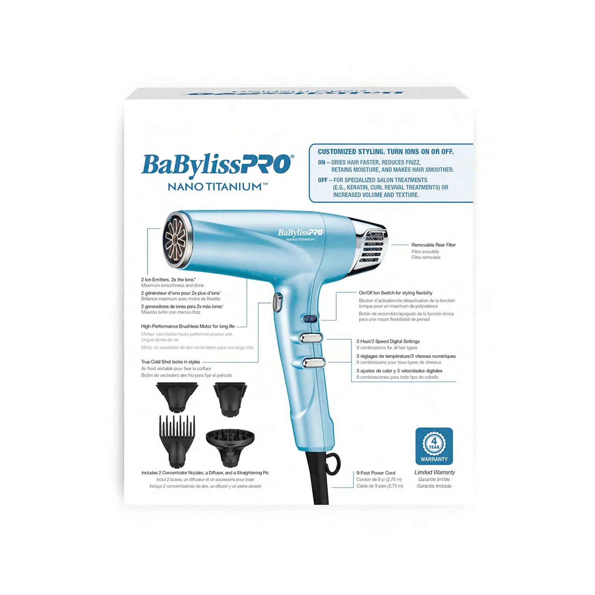 BabylissPRO Nano Titanium Professional High-Speed Dual Ionic Dryer - Item No. BNT9100