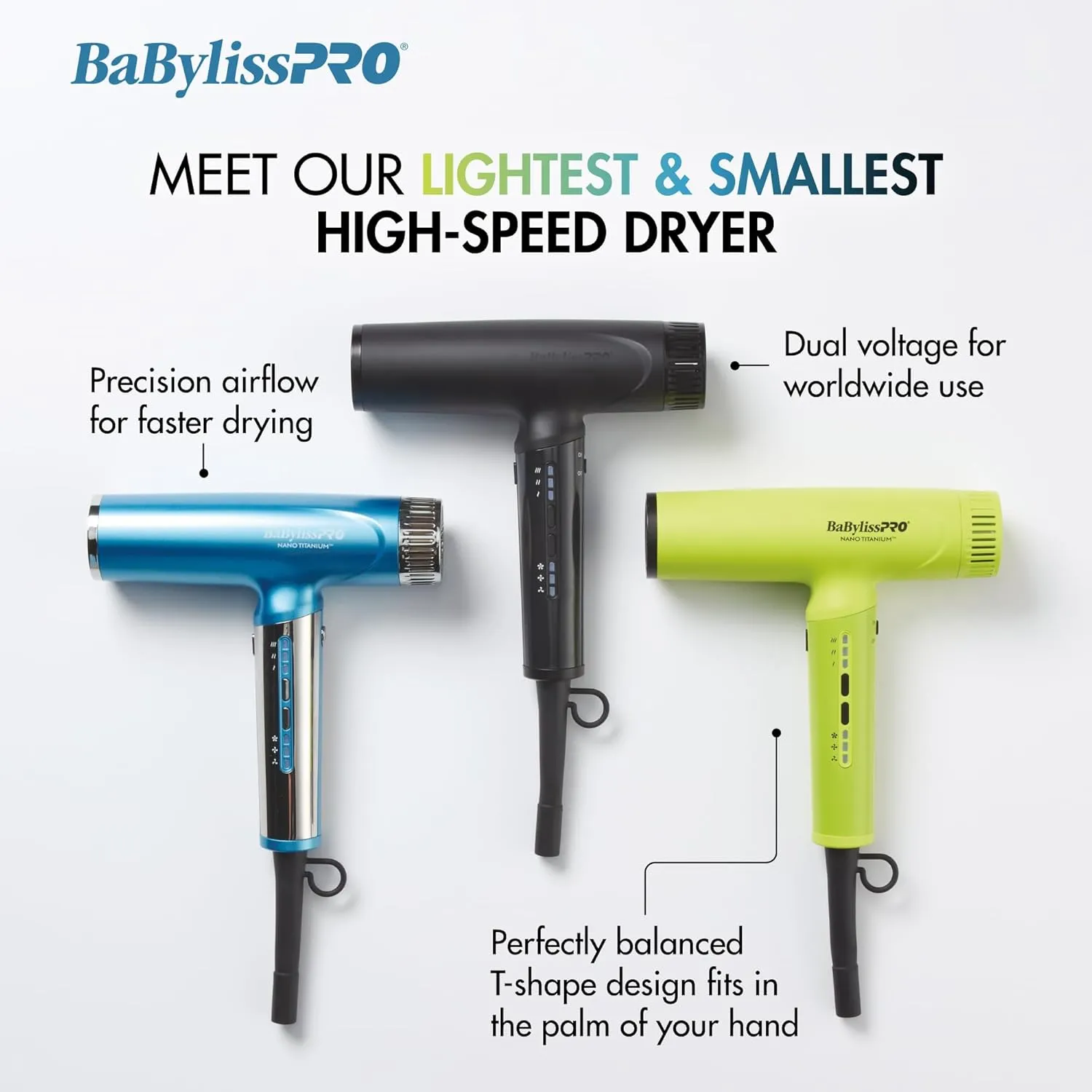 BabylissPRO Nano Titanium Yellow Light Ionic High-Speed Dryer