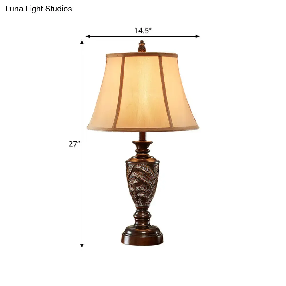 Bell Shaped Bronze Table Lamp with Resin Base - Traditional Desk Light, 1-Light Design