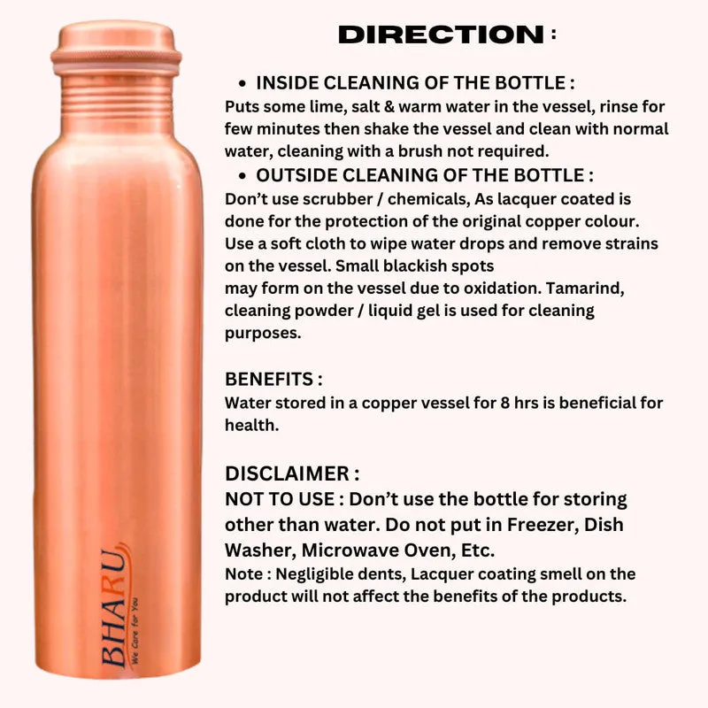 Bharu Plain Copper Bottle 750 ml