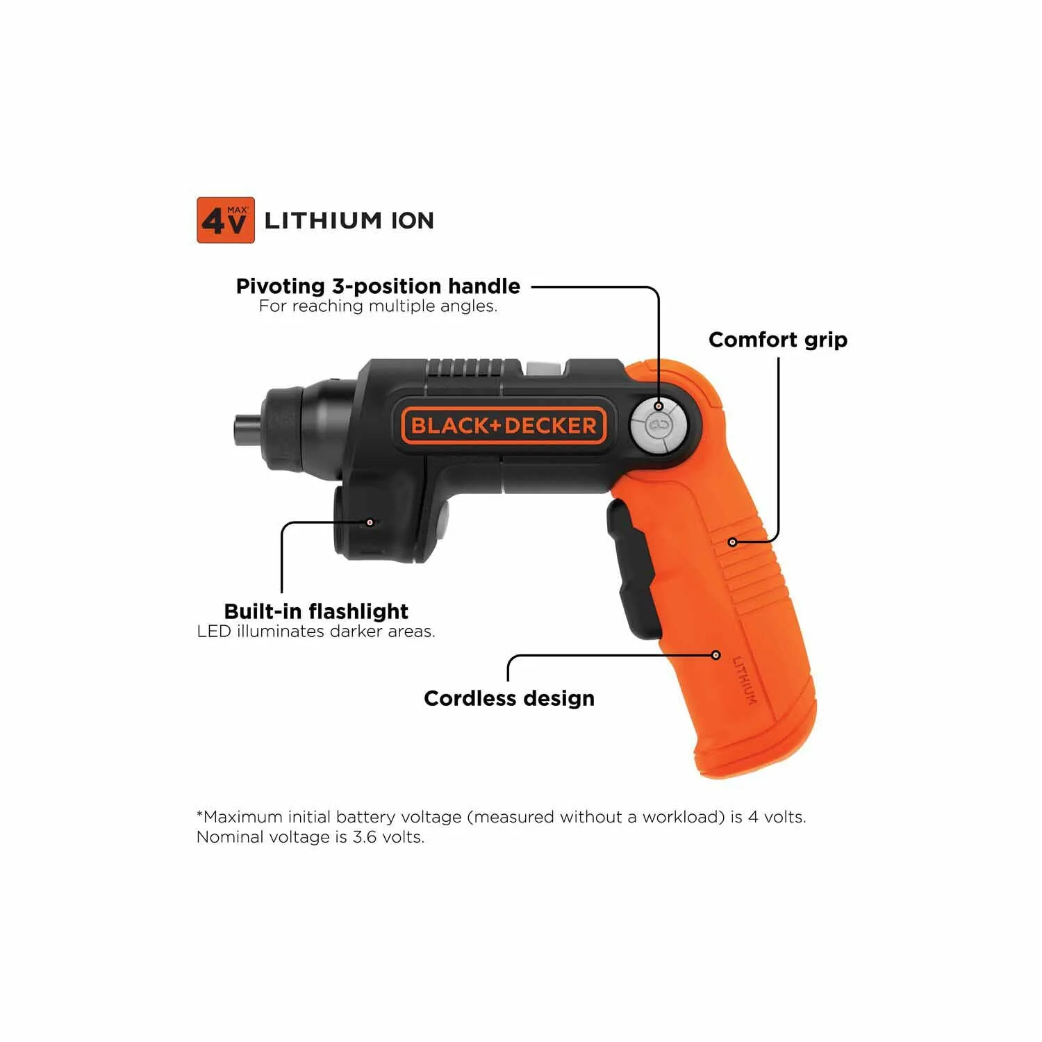 Black & Decker BDCSFL20C 4V MAX Lithium Ion LightDriver Cordless Screwdriver