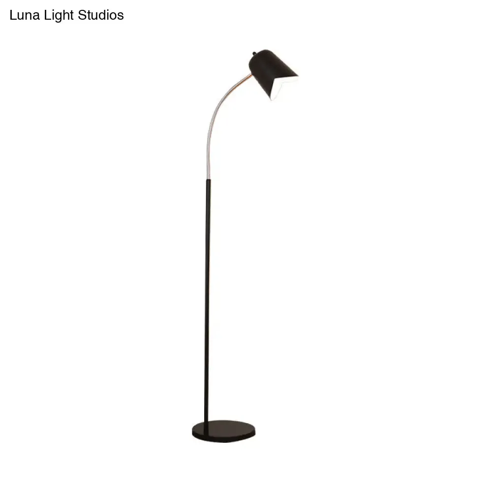 Black Gooseneck Floor Lamp with Bell Shade - Sleek Metal LED Light for Living Room