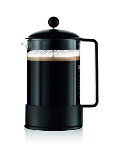 BODUM Brazil French Press Coffee Maker, Borosilicate Glass, 51 Ounce, Black