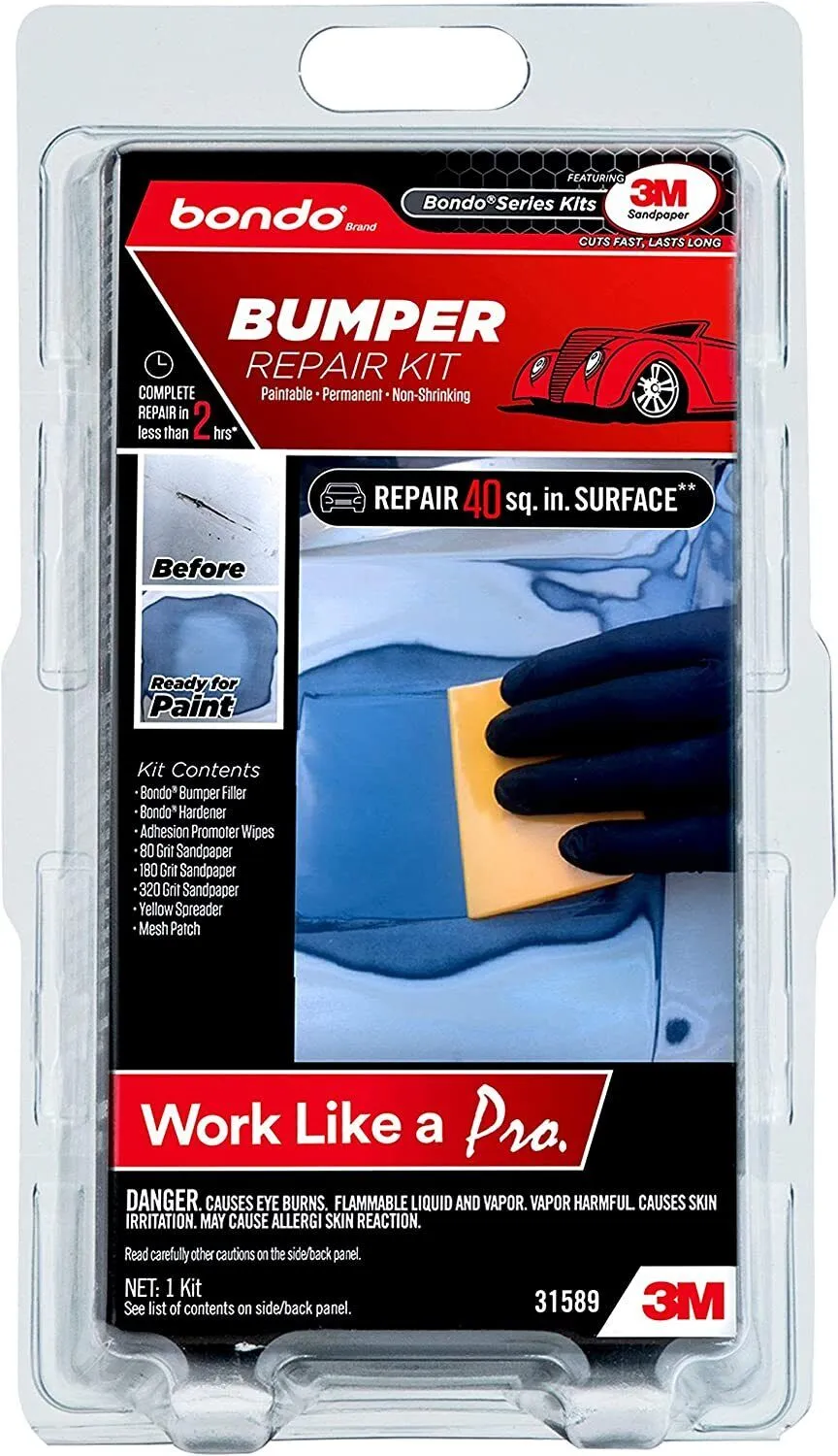 Bondo Bumper Repair Kit Paintable Permanent Non-Shrinking Repair Kit 31589