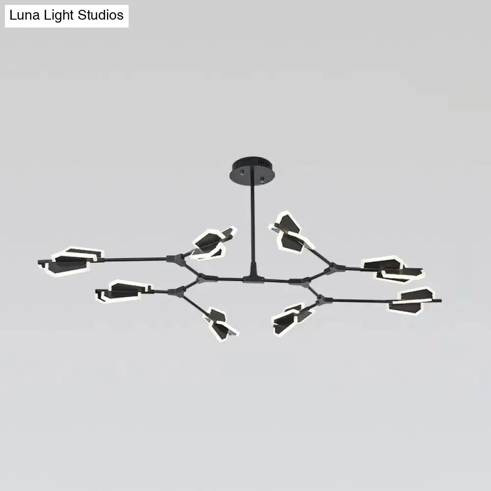 Branch Shaped LED Chandelier Light for Postmodern Metallic Living Room Ceiling Lighting