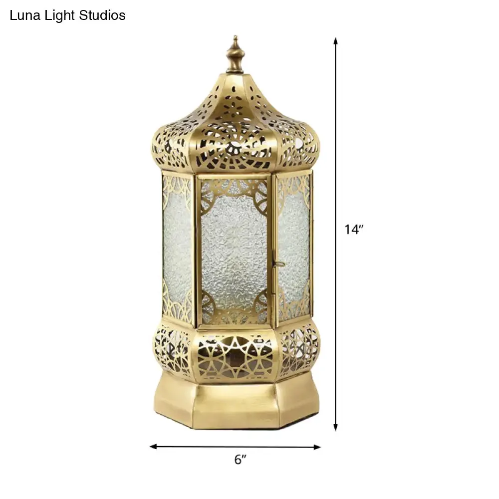 Brass Finish Task Light Lantern - Traditional Night Table Lamp