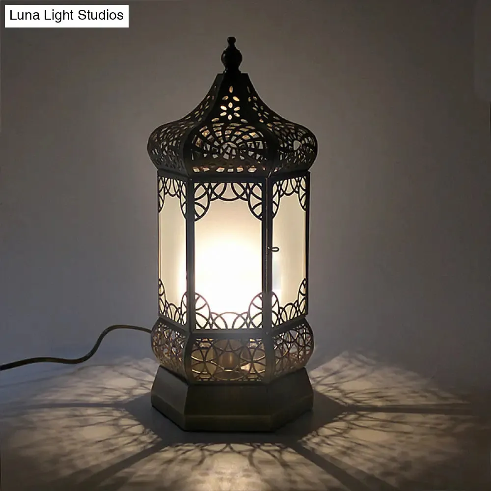 Brass Finish Task Light Lantern - Traditional Night Table Lamp