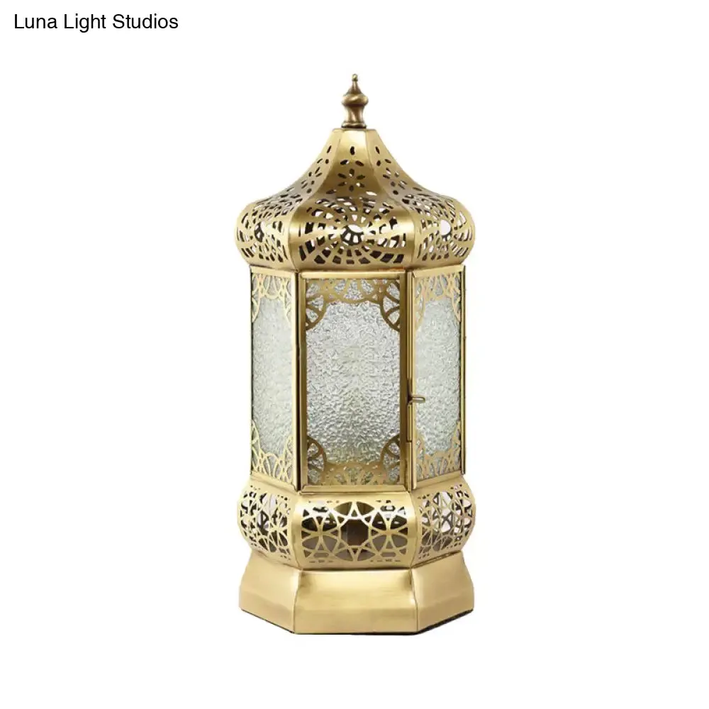 Brass Finish Task Light Lantern - Traditional Night Table Lamp