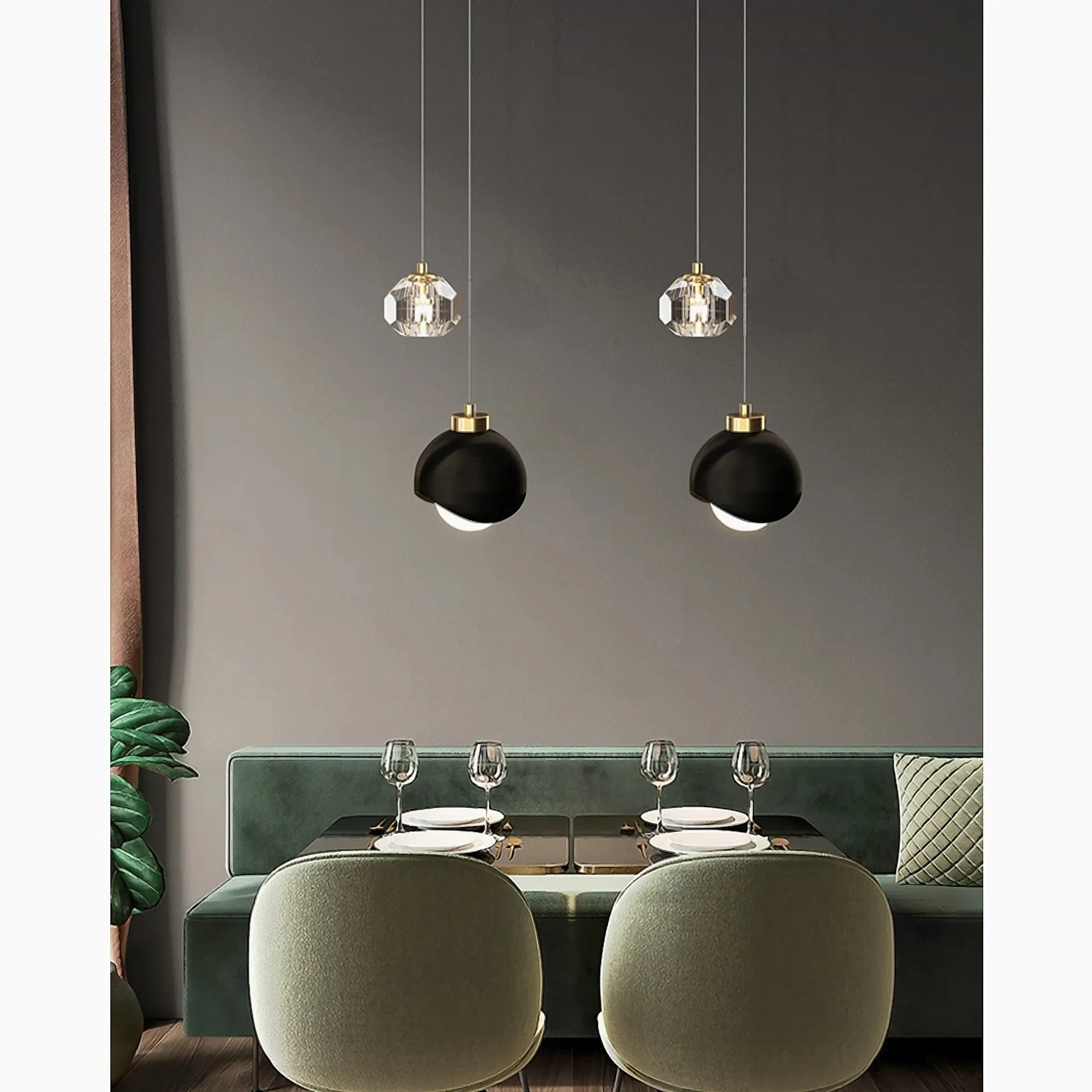 Caille Gold/Black Ball Shape Lamp for Bedroom