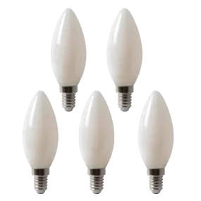 Candle LED Light Bulb 5 Pack 4w E14 SES Opal 4100K Horizon Daylight Dimmable High CRI