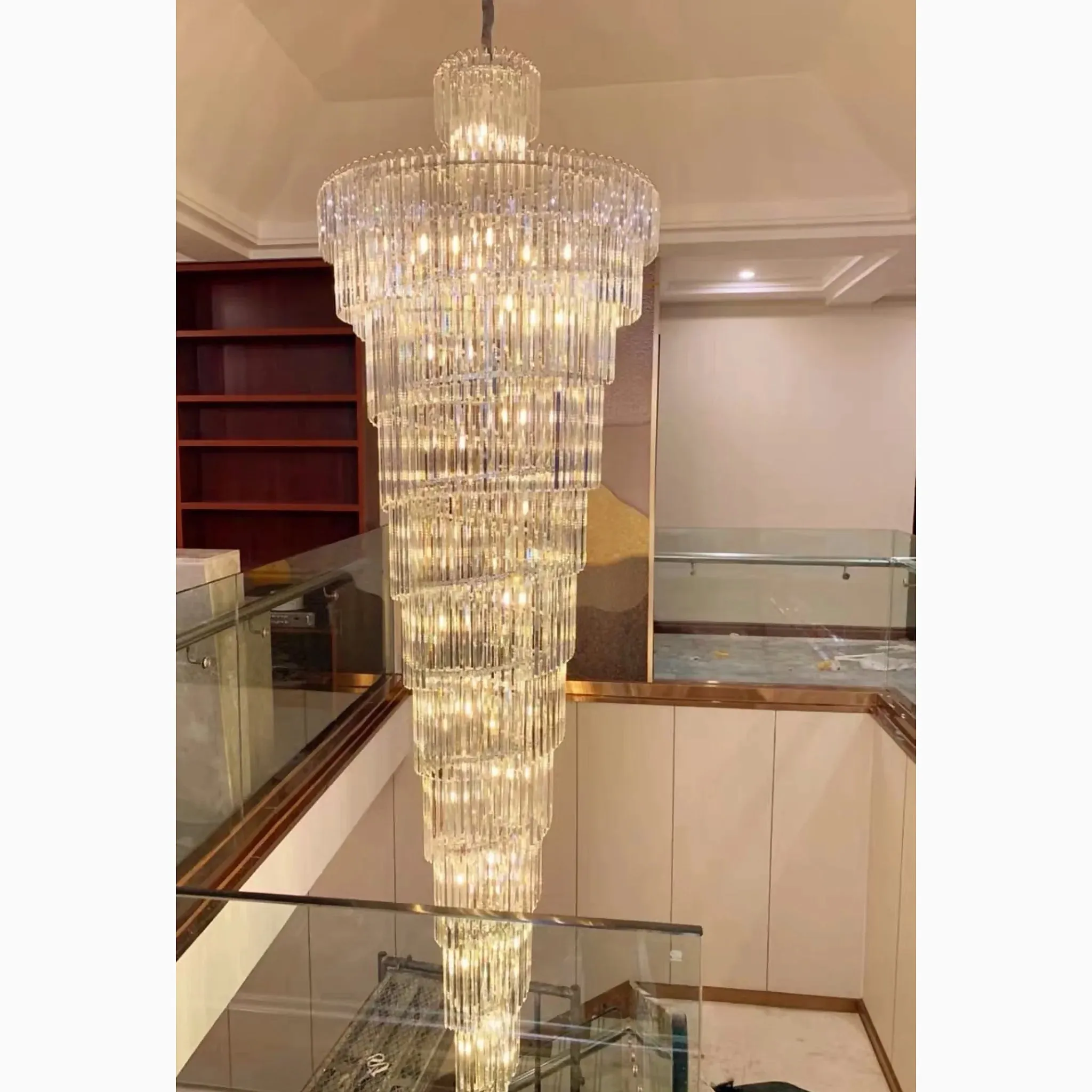 Cap d'Ail | Gorgeous Big Stairway Crystal Ceiling Chandelier