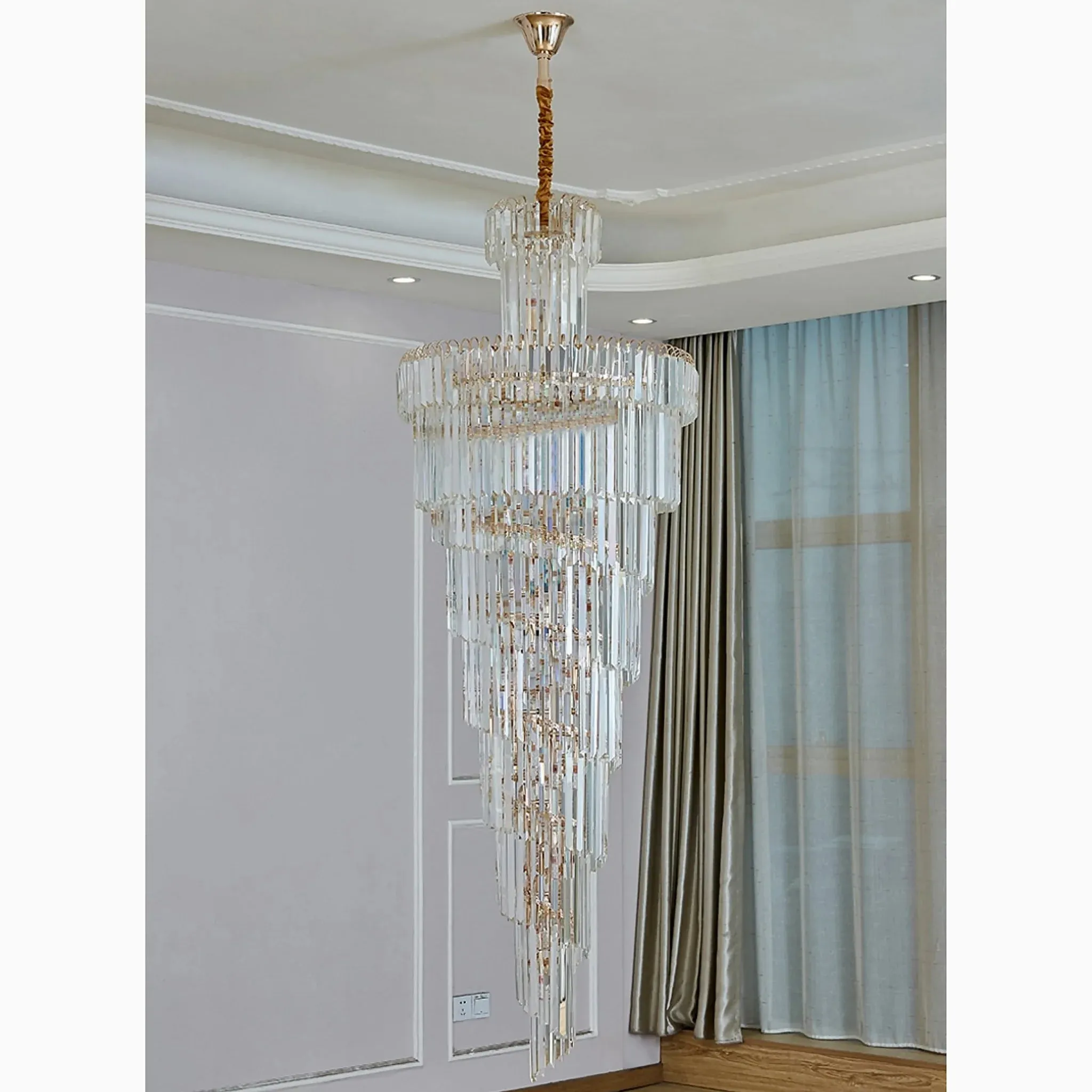 Cap d'Ail | Gorgeous Big Stairway Crystal Ceiling Chandelier