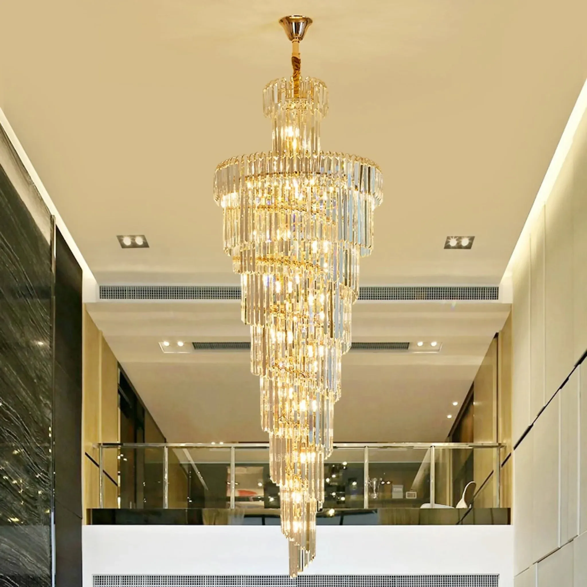 Cap d'Ail | Gorgeous Big Stairway Crystal Ceiling Chandelier